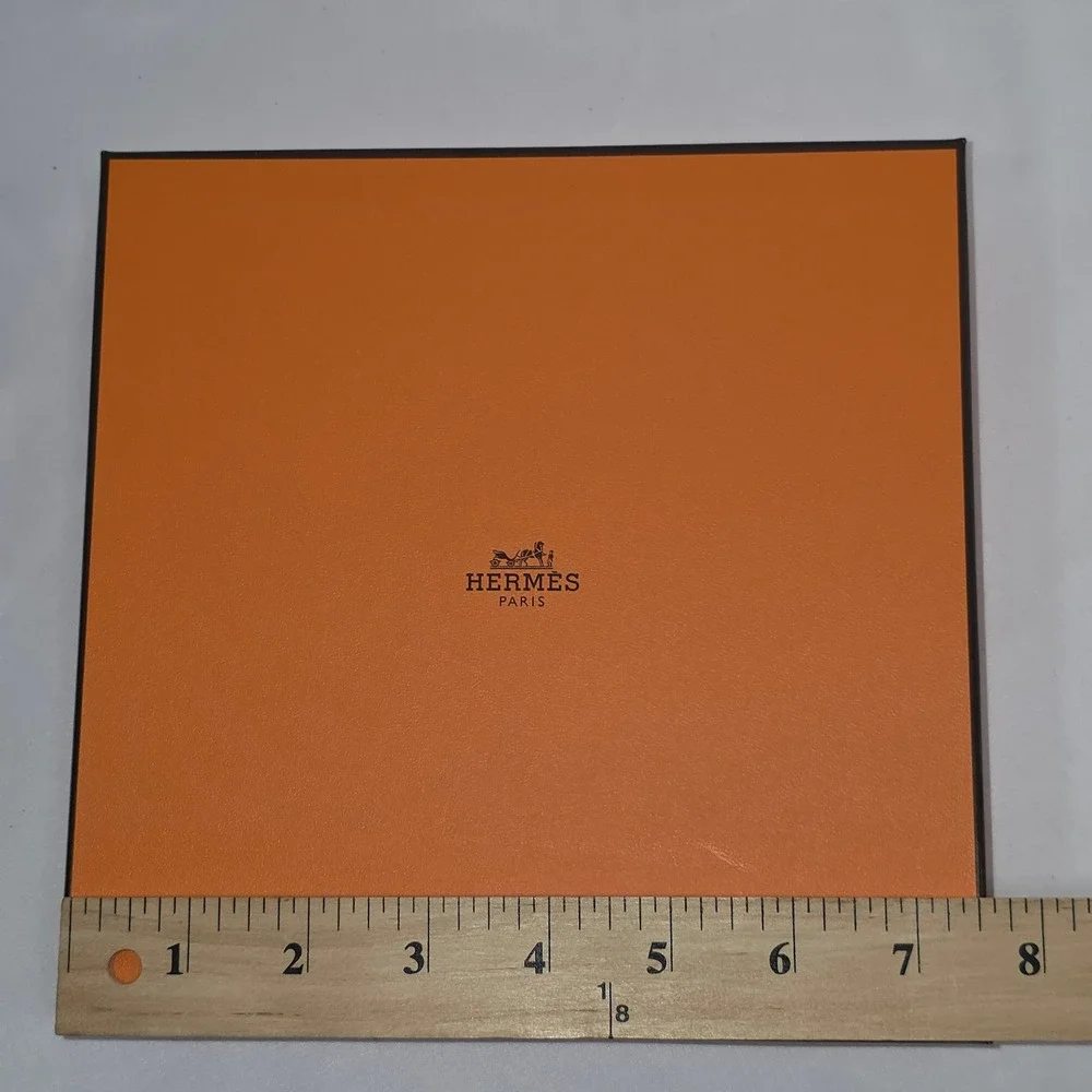 Hermes Paris Orange Square Gift Box with Tissue Paper 7.5 x 7.5 x 1.5 - BOX ONLY